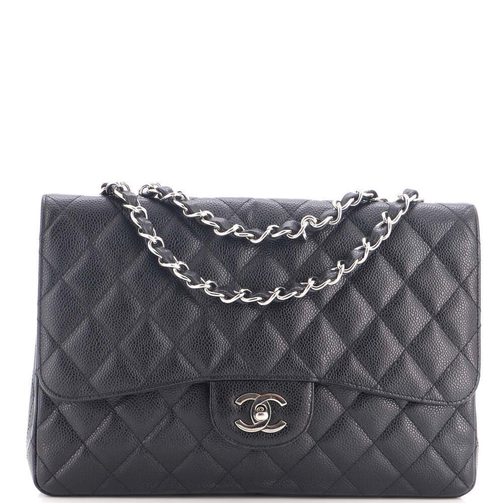 Chanel Jumbo Classic Double Flap Bag Quilted Caviar